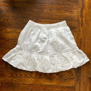 Madewell Embroidered Smock-Waist Ruffle Mini Skirt in White